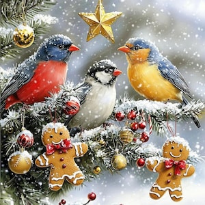 20 Clipart oiseaux de Noël | Décoration de Noël | Clipart aquarelle imprimable | JPG de haute qualité | Téléchargement numérique | Créations artisanales en papier | revue