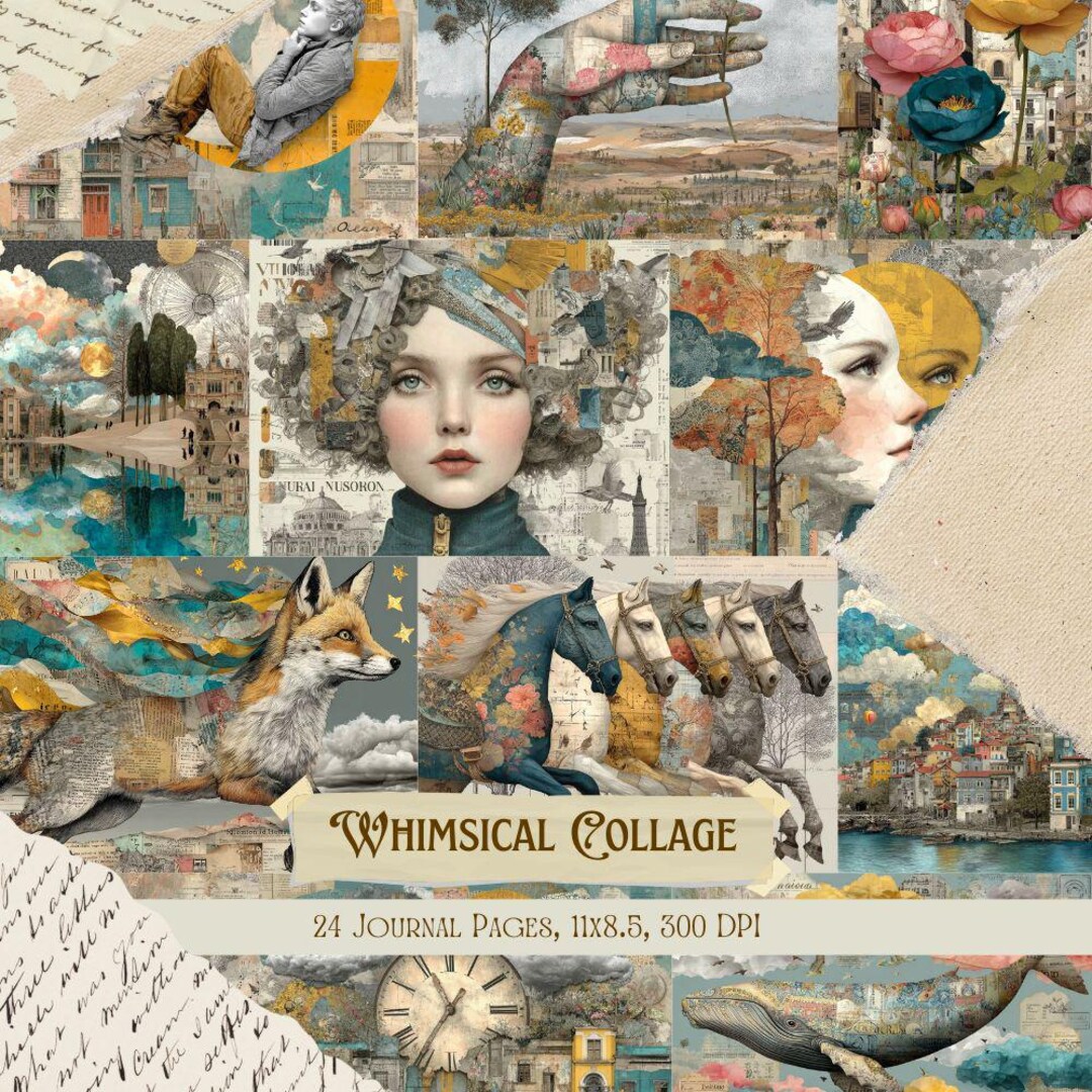 Whimsical Collage Junk Journal Kit | Vintage Fantasy Printable Art ...