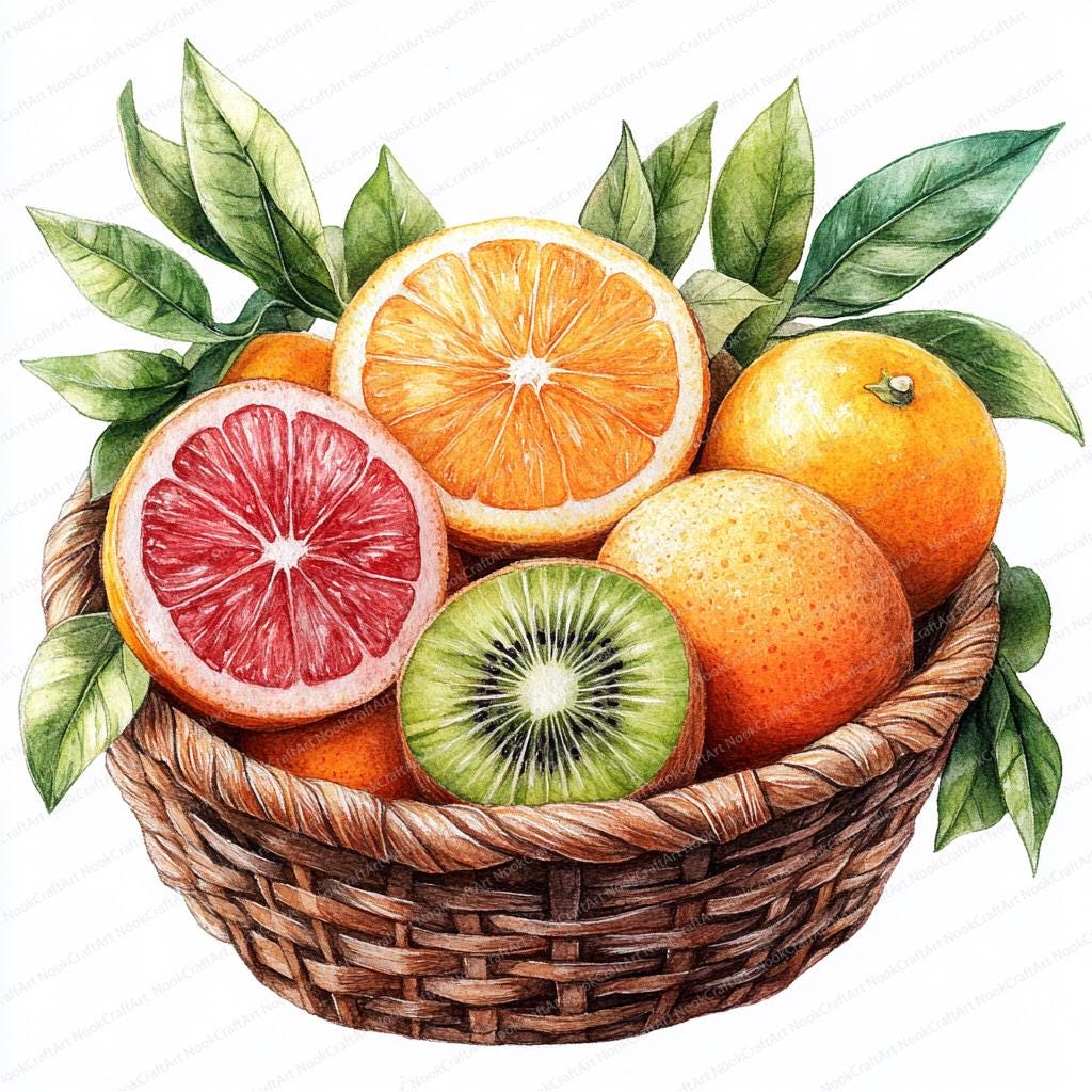 【銀板画】　美味しそうなフルーツの入ったバスケット TVアニメ『フルーツバスケット』よりぶとうジュースがたっぷり入った