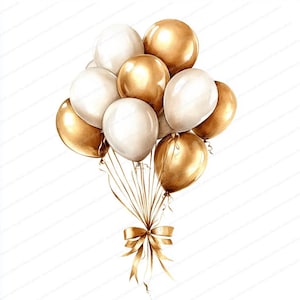 17 Clipart ballons dorés | Illustrations de ballons festifs | Clipart aquarelle imprimable | JPG de haute qualité | Téléchargement numérique