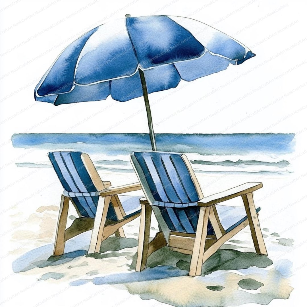 Beach Scene Graphics 14 Beach Scene Watercolor Clipart | Printable Watercolor Clipart | High ...