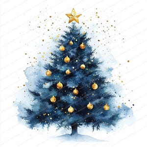 16 imágenes prediseñadas de árboles de Navidad variados / Tarjeta de felicitación navideña / Imágenes prediseñadas de acuarela imprimibles / JPG de alta calidad / Descarga digital