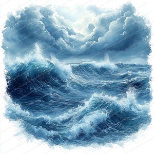 21 Clipart de mer ouragan | Éléments graphiques océan orageux | Clipart aquarelle imprimable | JPG de haute qualité | Créations artisanales en papier | Journal indésirable