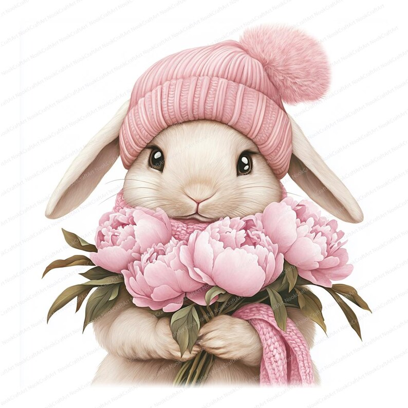 20 Cute Floral Bunny Clipart | Printable Watercolor Designs | High ...