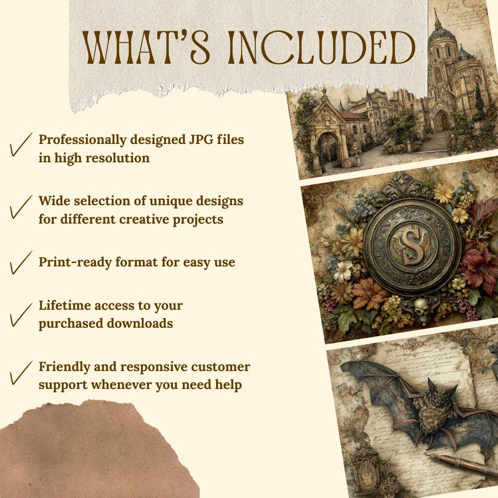 Gothic Grimoire Junk Journal Kit | Vintage Witchcraft Book Collage ...