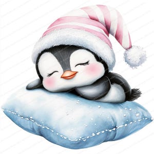 Baby Penguin Sleeping Clipart | 20 High Quality JPGs | Nursery Decor | Digital Download | Card Making | Adorable Animal Clipart