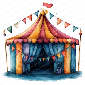 17 circusvlag clipart | Levendige grafische prestaties | Afdrukbare aquarel clipart | Hoge kwaliteit JPG's | Papierkunst | Junkjournaal