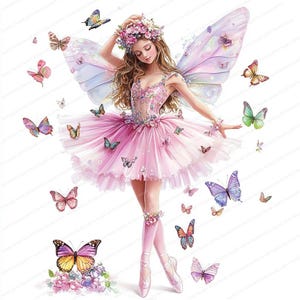 16 imágenes prediseñadas de hada bailarina / bailarina de ballet / imágenes prediseñadas de hada / imágenes prediseñadas de acuarela imprimibles / archivos JPG de alta calidad / manualidades de papel / diario basura