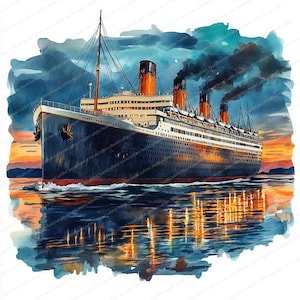 14 Titanic Aquarell Clipart | Titanic Illustration | Nautische Clipart zum Ausdrucken | Hochwertige JPGs | Digitaler Download | Papierkunst