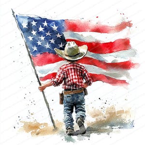 18 Patriotic Clipart | Cute Kid Holding USA Flag Art | Printable Watercolor clipart | High Quality JPGs | Paper craft | Junk journal