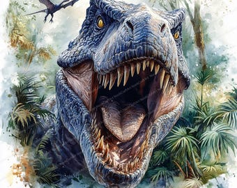 24枚のT-Rexの口を開けたクリップアート | 恐竜の咆哮アート | 印刷