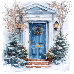 18 Cozy Winter Doors Clipart | Watercolor Snowy Door Clipart | High Quality JPGs | Instant Digital Download | Scrapbooking | DIY Crafting