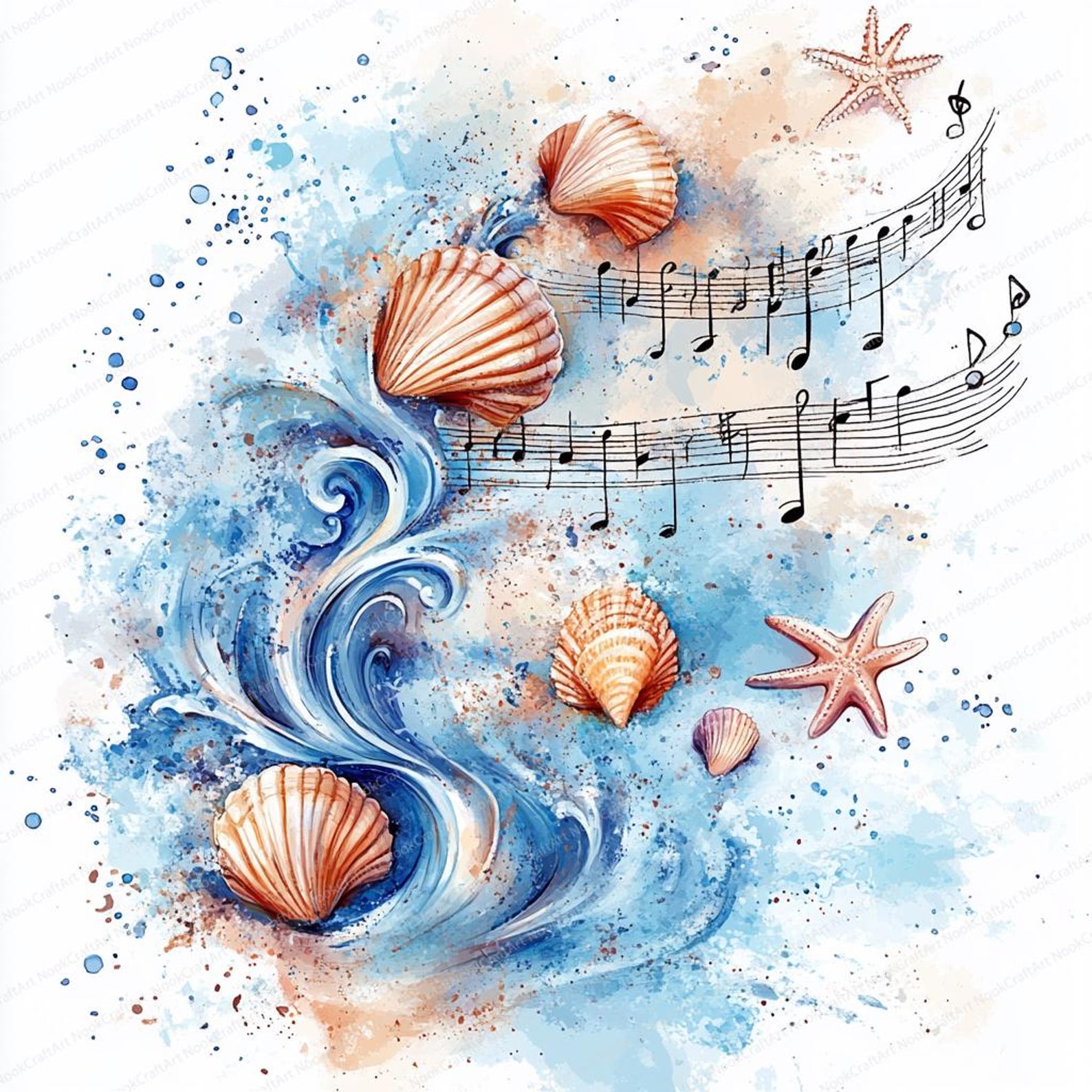 14 Musical Notes With Nautical Themes Clipart | Ocean Melodies ...