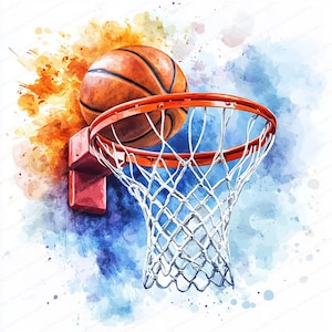 14 Aquarell Basketball Clipart | Sport Basketball | Druckbare Aquarell Clipart | Hochwertige JPGs | Digitaler Download | Papierhandwerk