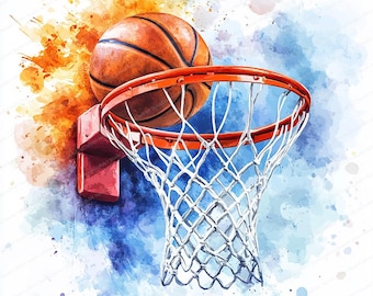 14 Watercolor Basketball Clipart | Sports Basketball | Printable Watercolor clipart | High Quality JPGs | Digital download | Paper craft