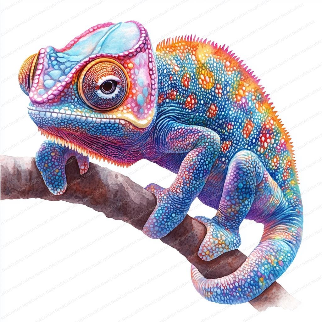 カメレオン アクリル画 カメレオンのアクリル画 - カラフルなトカゲ爬虫類ヘビアート - Etsy 日本