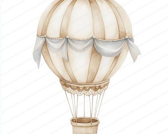 19 Hot Air Balloons Clipart | Nursery Wall Decor | Printable Watercolor Clipart | High Quality JPGs | Digital Download | Paper Craft
