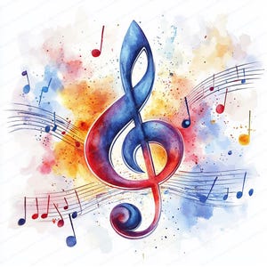 12 Music Note Clipart | Melodic Music Note Clipart Bundle | Printable Watercolor clipart | High Quality JPGs, Digital download, Paper craft