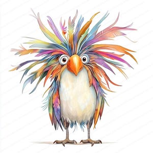18 Clipart oiseau lunatique mignon | Clipart oiseau joyeux | Clipart aquarelle imprimable | JPG de haute qualité | Téléchargement numérique | Créations en papier