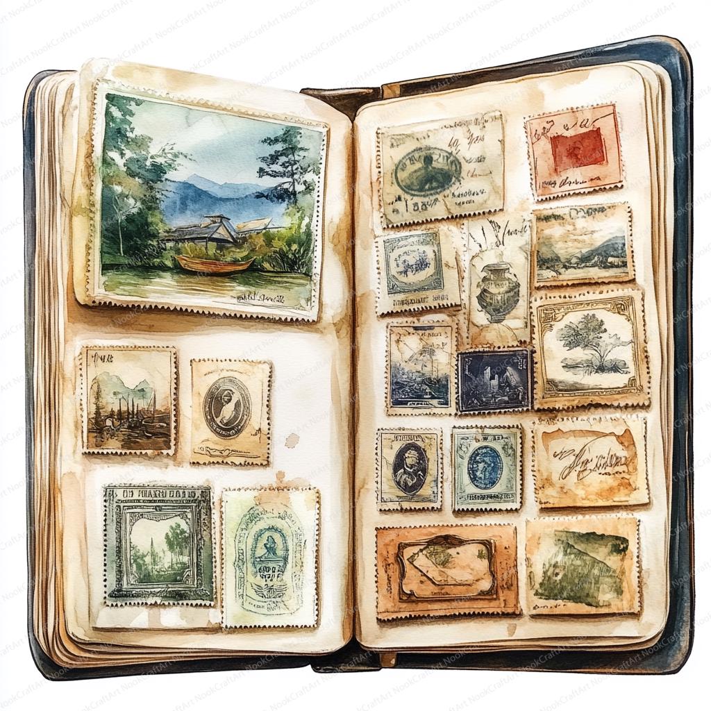 20 枚の切手コレクション クリップアート | ビンテージ切手イラスト