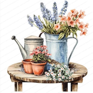 16 Clipart outils de jardinage vintage | Clipart aquarelle imprimable | JPG de haute qualité | Téléchargement numérique | Créations en papier | Journal indésirable