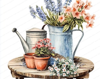 16 Vintage Gardening Tools Clipart | Printable Watercolor Clipart | High Quality JPGs | Digital Download | Paper Craft | Junk Journal