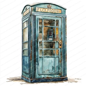 14 set di clipart di cabine telefoniche / grafica di cabine telefoniche rosse vintage / clipart di acquerelli stampabili / JPG di alta qualità / lavoretti di carta / diario