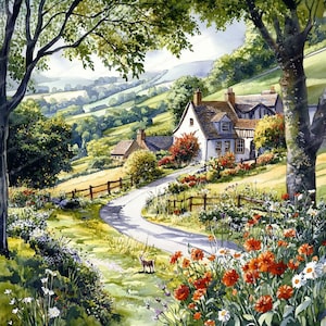 20 Village Landscapes Clipart | Printable Watercolor Clipart | High Quality JPGs | Digital Download | Paper Craft | Junk Journal