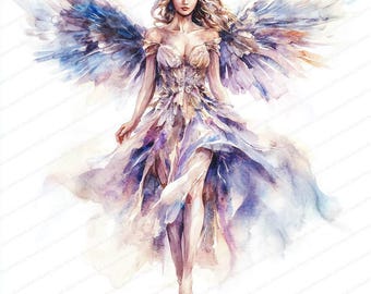 18 天使のクリップアート | 水彩画の天使のイラスト | 印刷可能な