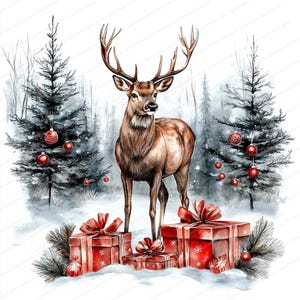 20 Christmas Deer Clipart Bundle | Reindeer Clipart | High Quality Jpgs ...