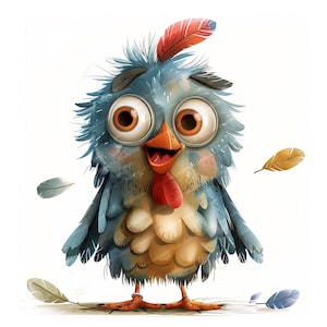 Lot de 15 cliparts impertinents mignons de poulet original, 15 fichiers JPG de haute qualité, création artistique, fabrication de cartes, clipart, créations numériques sur papier, dessin animé
