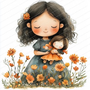 22 Clipart di bambole di erbe primaverili / Illustrazione di ragazza ispirata alla natura / Clipart di acquerelli stampabili / JPG di alta qualità / Artigianato di carta / diario