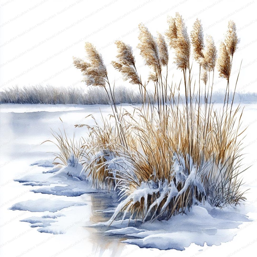 Frozen Reeds 24 Frozen Reeds Clipart | Winter Lakeside Digital Art | Printable ...