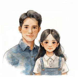 Padre e hija 15 imágenes prediseñadas, Día del padre, imágenes prediseñadas de acuarela imprimibles, JPG de alta calidad, descarga digital, manualidades de papel, diarios basura