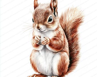 18 Adorable Squirrel Baby Clipart | Printable Watercolor | High-Quality JPGs | Digital Download | High Resolution | Paper Crafts