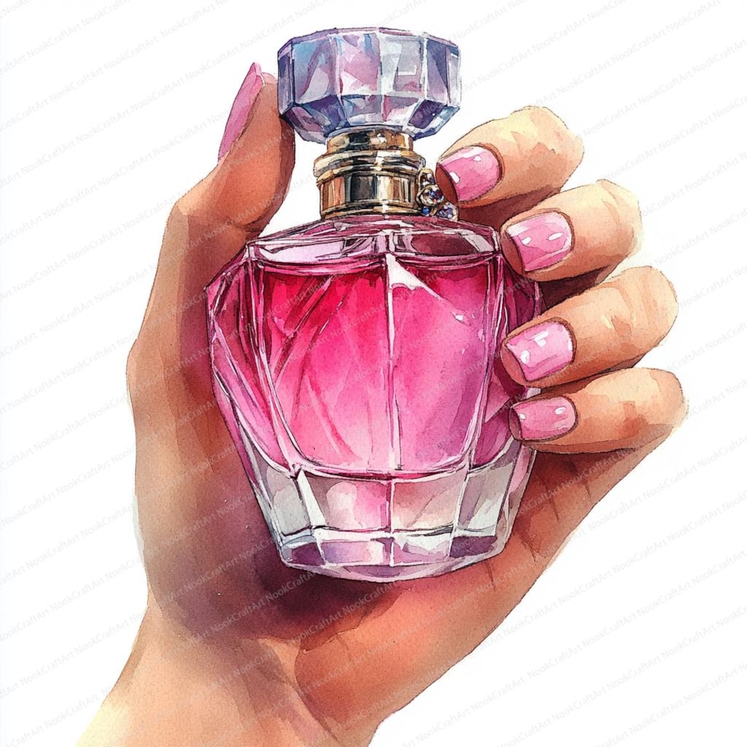 18 Perfume Bottle Hand Clipart Elegant Fragrance Illustration