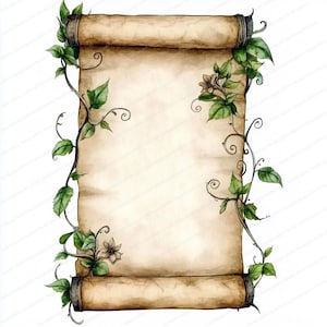 18 Clipart di pergamene decorative medievali / Arte manoscritta d'epoca / Illustrazioni storiche antiche / Elementi di design stampabili