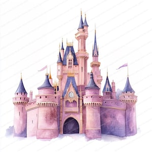 14 Princess Castle Clipart | Magical Fairy Castle | Printable Watercolor clipart | High Quality JPGs | Digital download | Paper craft