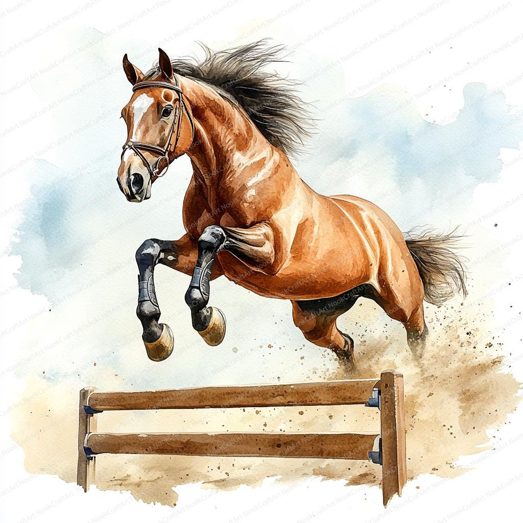 18 ジャンプする馬のクリップアート | 乗馬バリアーアート | 印刷可能
