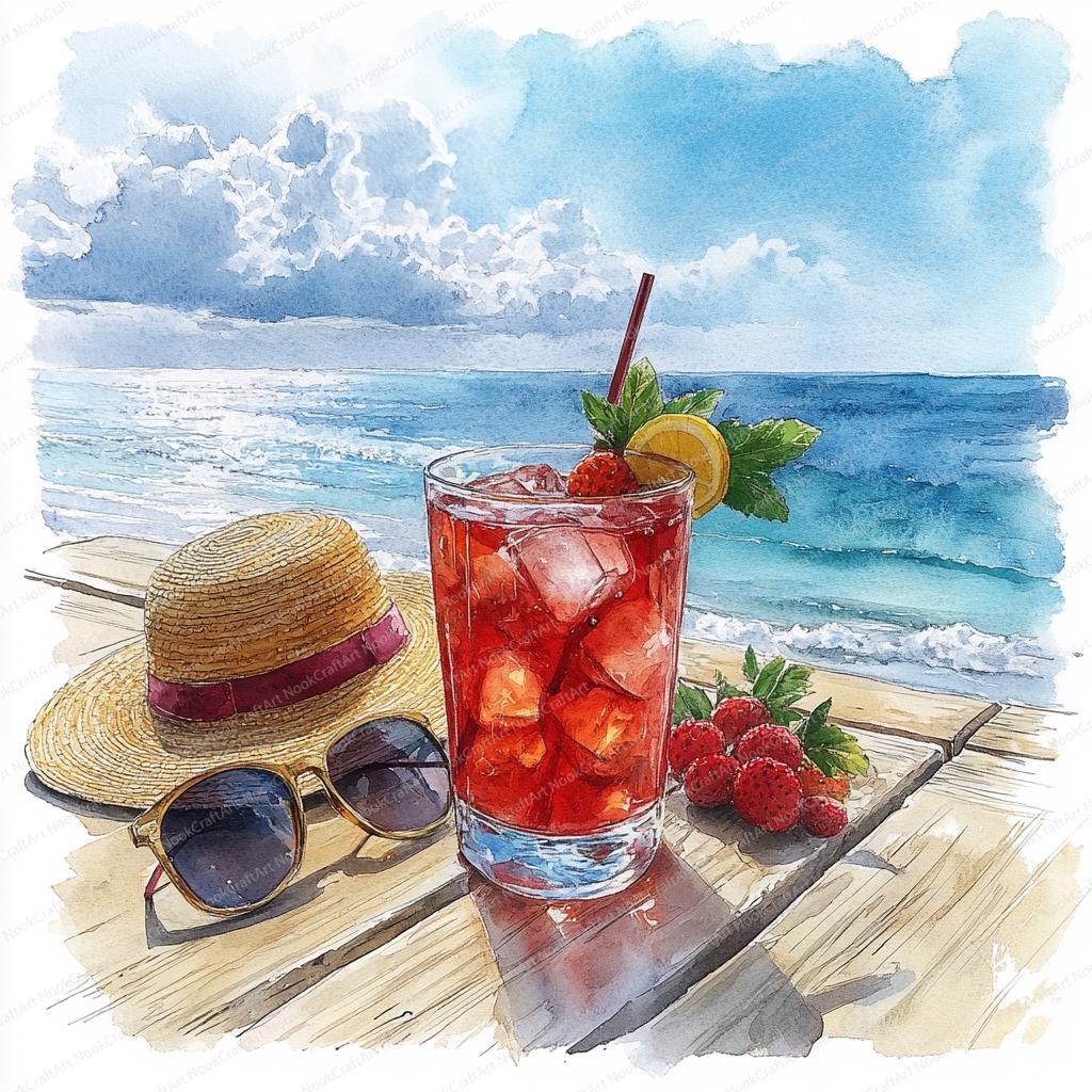 21 Summer Vibes Clipart | Beach Accessories Collection | Printable Watercolor clipart | High Quality JPGs | Paper craft | Junk journal