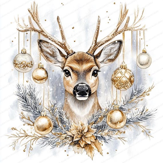 18 トナカイのクリップアート | クリスマス鹿のイラスト | 印刷可能な