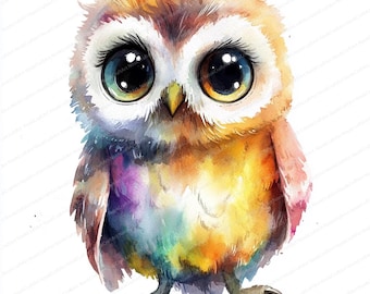 かわいいフクロウのクリップアート 20 点 | 水彩フクロウ | 印刷可能な