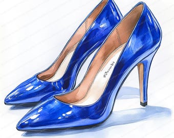 16 Watercolor Luxury Shoes Clipart | Printable Watercolor clipart | High Quality JPGs | Digital download | Paper craft | junk journal