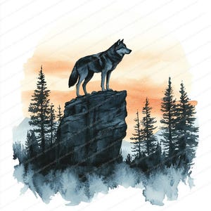 20 imágenes prediseñadas de líder de manada de lobos alfa / Ilustración de vida silvestre majestuosa / Imágenes prediseñadas de acuarela imprimibles / JPG de alta calidad / Manualidades de papel