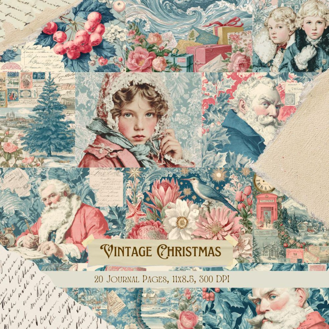 Vintage Christmas Junk Journal Kit | Classic Holiday Ephemera Collage ...