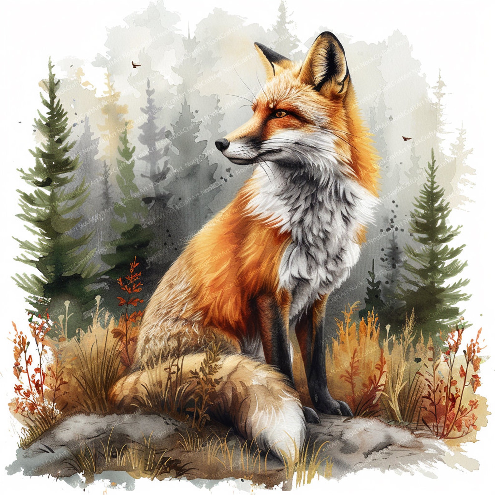 15 Fox Images Printable Watercolor Clipart Watercolor Fox Clipart High ...