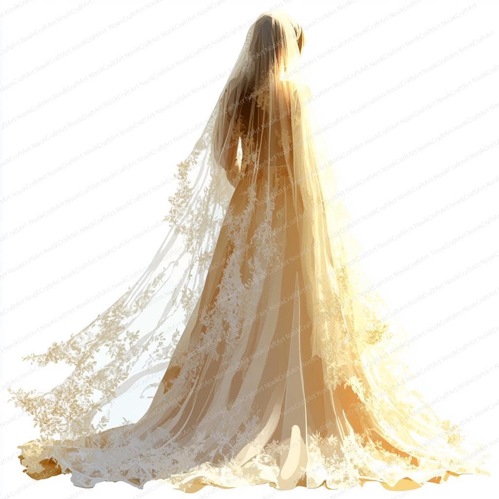 20 Bridal Veil Clipart Collection | Elegant Wedding Accessory