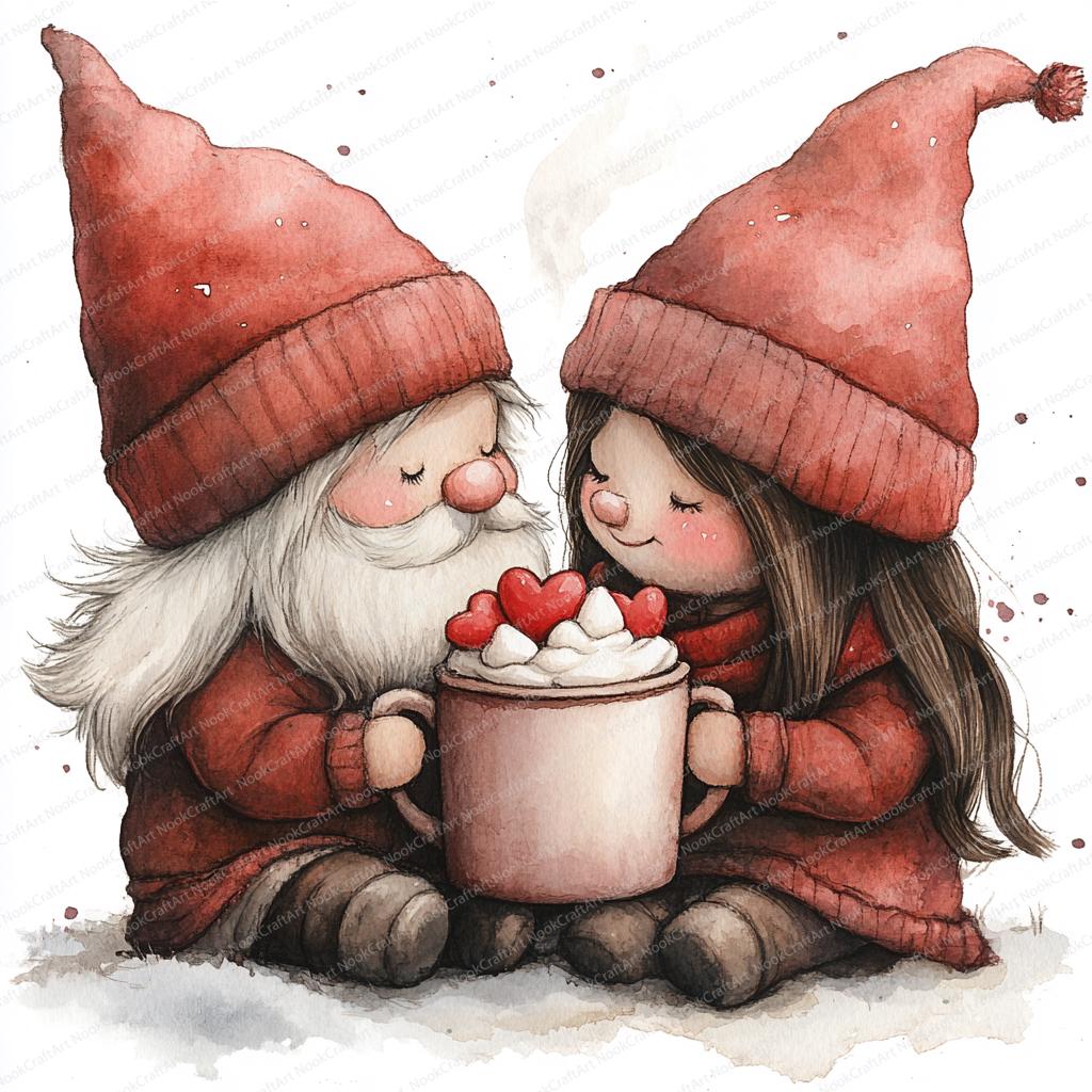 15 Valentine's Day Gnome Couple Clipart Set | Printable Watercolor ...