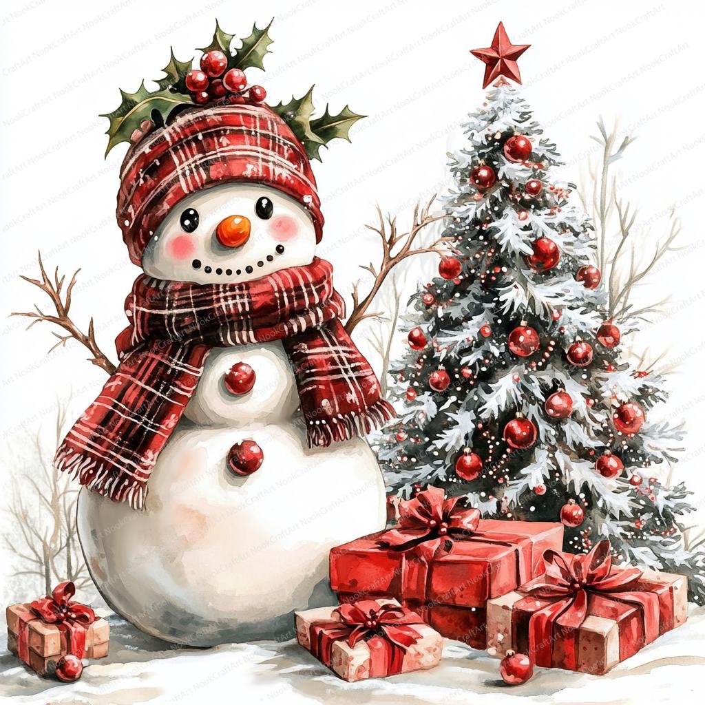 18 Christmas Tree and Snowman Clipart | Festive Snowmen | Printable ...