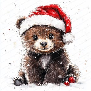 18 Weihnachtskarten-Druck | Weihnachtsbärjunges | Druckbare Aquarell Clipart | Hochwertige JPGs | Papiermodelle | Junk Journal